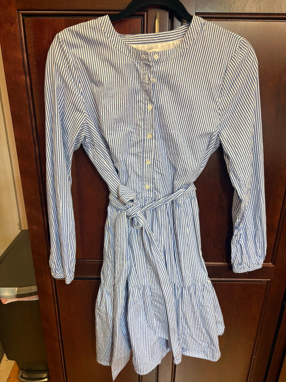 J Crew Factory Classic Blue / White Stripe Long Sleeve Dress Size S
